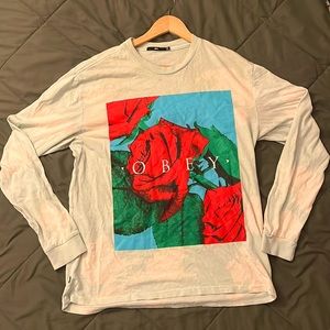 Long sleeve tye dye rose obey shirt